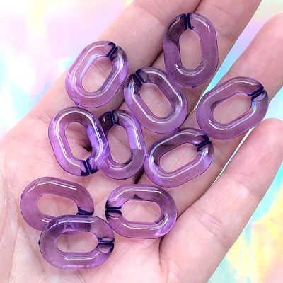 Acrylic Links / Color Plastic Chain Open Links (Yellow / 17mm x 23mm /, MiniatureSweet, Kawaii Resin Crafts, Decoden Cabochons Supplies