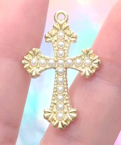 Clearance Mini Christian Cross Charms (7pcs / 10mm x 20mm / Tibetan Silver / 2 Sided) Religious Catholic Jewellery Christmas Party Favor Charm CHM870